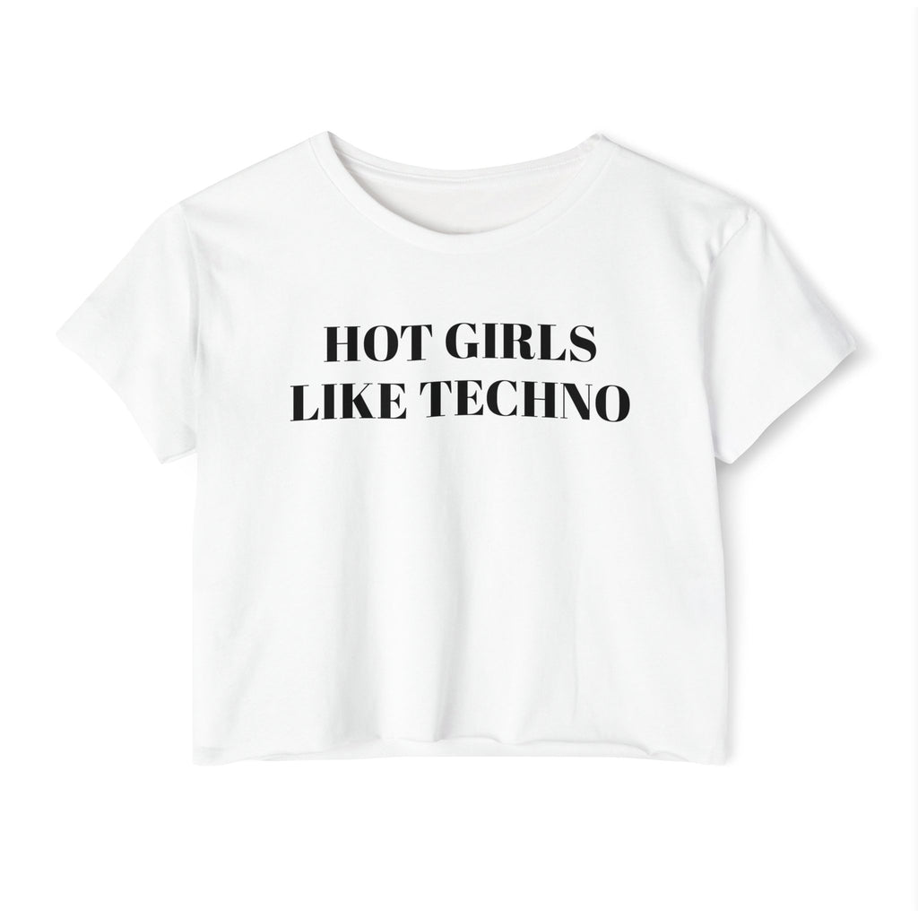 'Hot Girls Like Techno' Cropped Tee