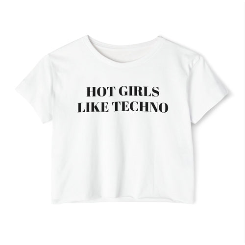 'Hot Girls Like Techno' Cropped Tee